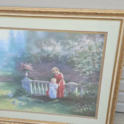 Sale Photo Thumbnail #208: 38 inches W x 34 inches H. A few small chips on gold frame, but can be touched up with gold paint.