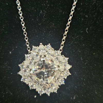 Sterling Silver Necklace and Crystal Pendant