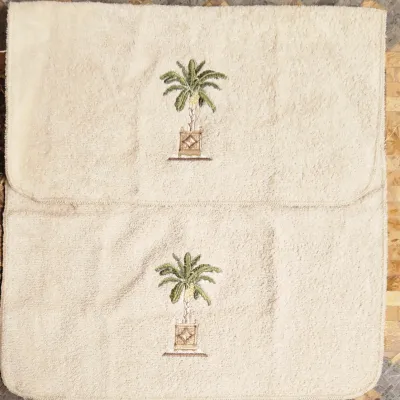 Sale Photo Thumbnail #493: Shower Curtain & Rod(not pictured)
Shower Curtain Hooks
2 - Wash Clothes
2 - Hand Towels
2 - Bath Towels
Palm Tree Wicker Basket
Potted Faux Lemons