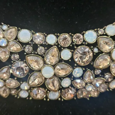 Heidi Daus "Fantasy in Florals" (or opalescent mix) wide statement collar necklace. Never Been Worn.