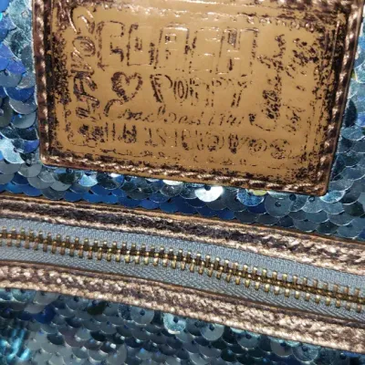 Sale Photo Thumbnail #522: Used - Vintage Coach 
Blue Poppy Sequin Purse
Signs of normal wear. 
See Photos.