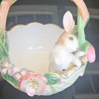 Sale Photo Thumbnail #222: Paint is chipped around the gold edge and Bunny is glued on.