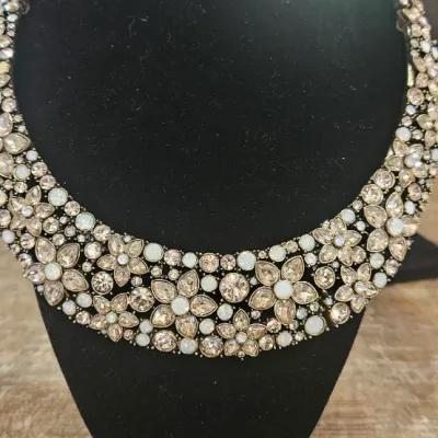 Heidi Daus "Fantasy in Florals" (or opalescent mix) wide statement collar necklace. Never Been Worn.