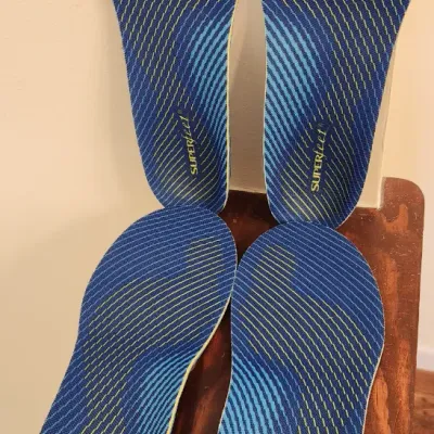 Sale Photo Thumbnail #383: Per Superfeet website.
Superfeet Run Support Medium Arch insoles add stability and comfort to your running shoes, reducing stress on feet, ankles, knees, and back. Improves efficiency, reduces fatigue, and supports every step. Responsive EVOLyte® carbon 