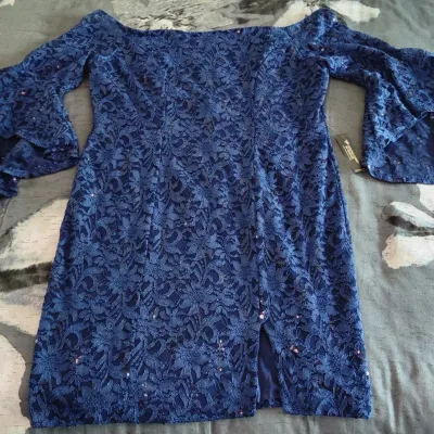 Sale Photo Thumbnail #511: Plus Size 22 - Gorgeous Blue Venus Bell Sleeved Dress
