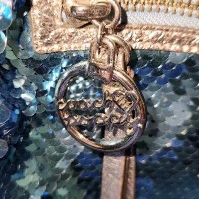 Sale Photo Thumbnail #523: Used - Vintage Coach 
Blue Poppy Sequin Purse
Signs of normal wear. 
See Photos.