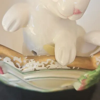 Sale Photo Thumbnail #224: Paint is chipped around the gold edge and Bunny is glued on.