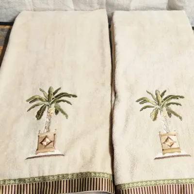 Sale Photo Thumbnail #495: Shower Curtain & Rod(not pictured)
Shower Curtain Hooks
2 - Wash Clothes
2 - Hand Towels
2 - Bath Towels
Palm Tree Wicker Basket
Potted Faux Lemons