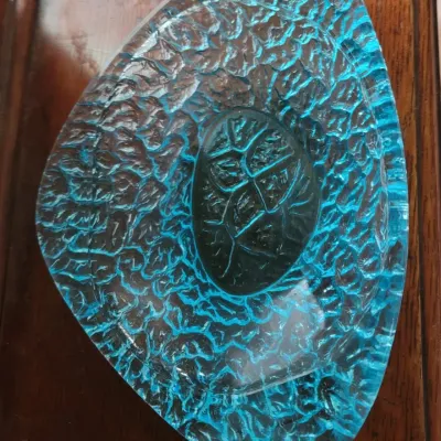 Sale Photo Thumbnail #23: Textured glass dish - turquoise