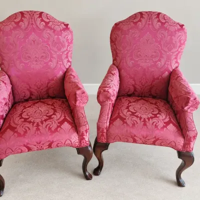 QUEEN ANNE-STYLE UPHOLSTERED CHAIRS