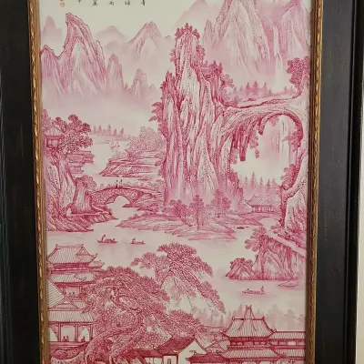 PINK LANDSCAPE PORCELAIN PLAQUE 
