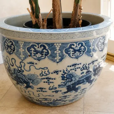 LARGE PORCELAIN FISHBOWL PLANTER