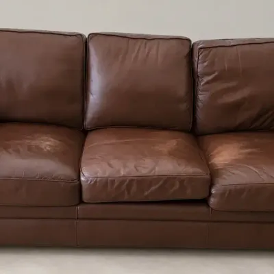 THREE PERSON HANCOCK & MOORE BROWN LEATHER SOFA