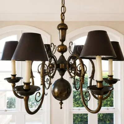 ORNATE MULTI-ARMED BRASS CHANDELIER 