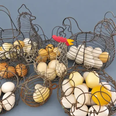 VINTAGE WIRE EGG GATHERING BASKETS 