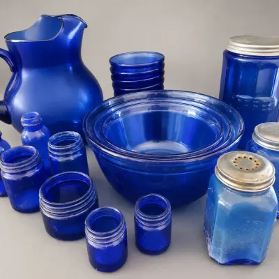 VINTAGE COBALT BLUE GLASSWARE