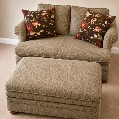 BASSETT BRAND SLEEPER LOVESEAT AND OTTOMAN 