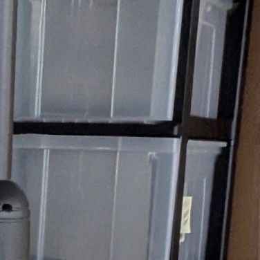 Sale Photo Thumbnail #172: Plastic three door file cabinet – 26” H 16” W 16” D. Excellent condition