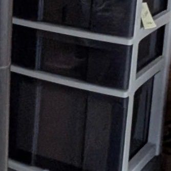 Sale Photo Thumbnail #173: Plastic three drawer file cabinet 24” H 16” W 15” D. Excellent condition