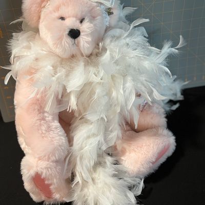 Sale Photo Thumbnail #193: Annette Funicello pink bear large with feathered boa
