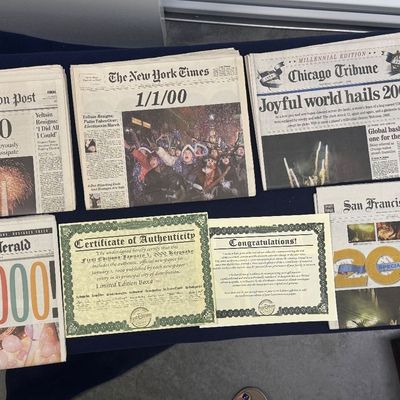 Sale Photo Thumbnail #111: 9 pc 1st Edition keepsake millennial newspapers
