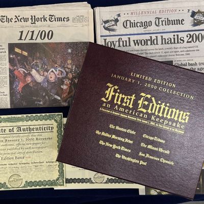 Sale Photo Thumbnail #112: 9 pc 1st Edition keepsake millennial newspapers