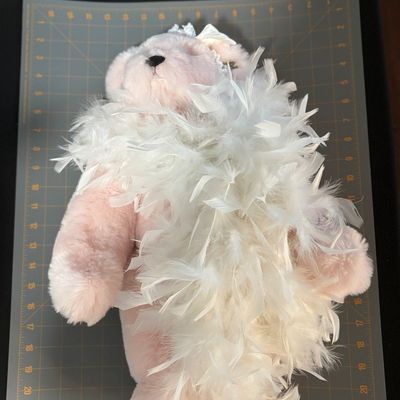 Sale Photo Thumbnail #195: Annette Funicello pink bear large with feathered boa