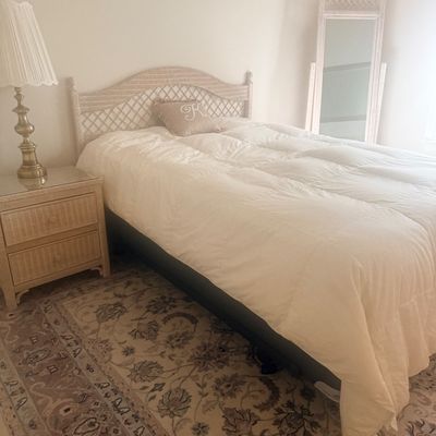 Albert link wicker white washed headboard temperpedic mattress nightstand  6 drawer chest of drawers cheval stand alone mirror mint glass...