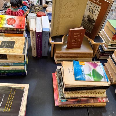 Assortment of vintage and modern books, including "The Civil War" by Shelby Foote and "Robert's Rules of Order,"...