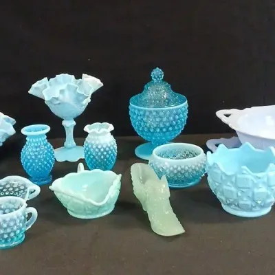 Blue Glass Hobnail Blue Milk Glass