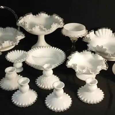 Silver Crest  Milk Glass 