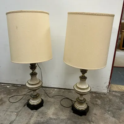 Vintage Stiffel Brass & Porcelain Lamps