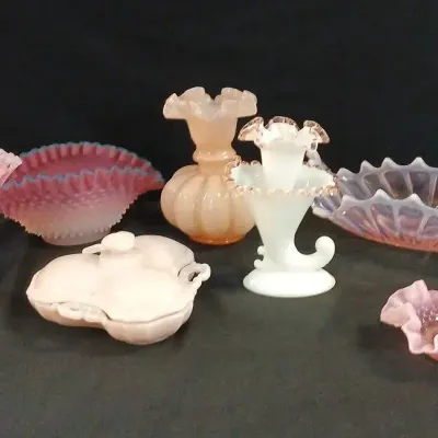 Silver Crest Milk Glass Pink Glass