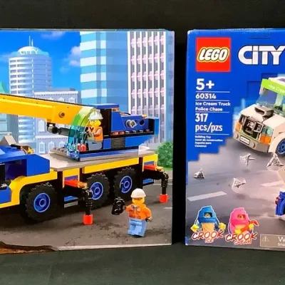 (2) NIB Lego City, Mobile Crane & Ice Cream Truck Police Chase