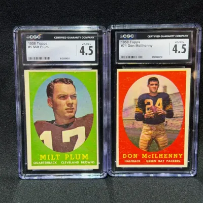 2 1958 Topps Football Cards Both Grades By CGC Rare