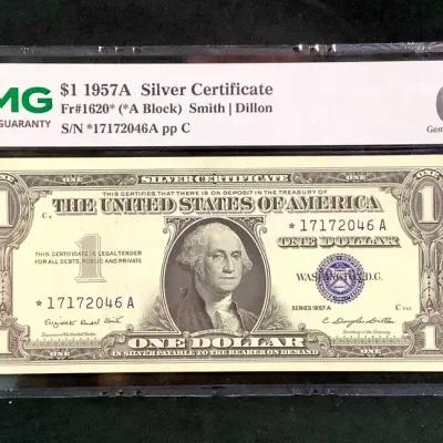 1957-A $1 Silver Certificate Star Note, Very High Grade, Uncirculated MS-65EPQ