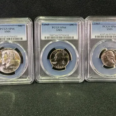 (3) 1965 Coins Graded SP66 SMS By PCGS