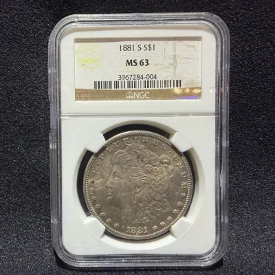 1881-S Silver Morgan Dollar - Beautiful Toning/ MS-63 By NGC