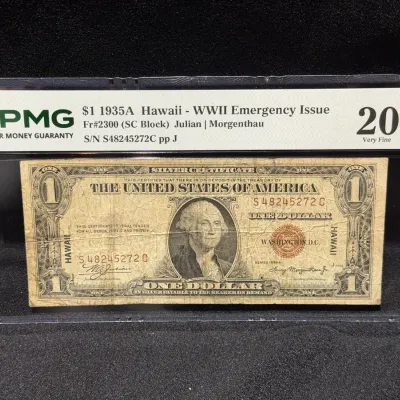 1935 A $1 Silver Certificate “Hawaii Emergency” Note Graded VF-20 By PMG