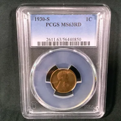 1930-S Lincoln Wheat MS-63 Red Graded By PCGS