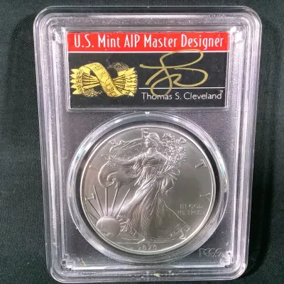 2020 $1.00 1oz Pure Silver Eagle First Strike, Perfect Grade, MS-70 By PCGS, Signed By Cleveland