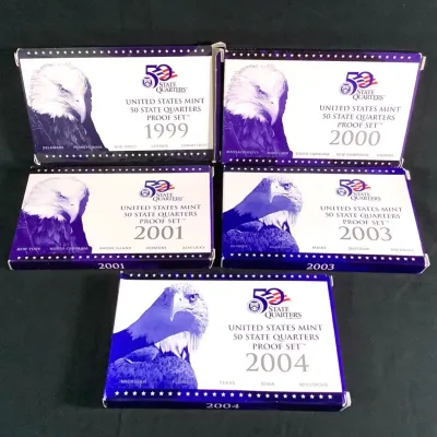 (5) U.S. Mint Proof State Quarters , All Original Sets