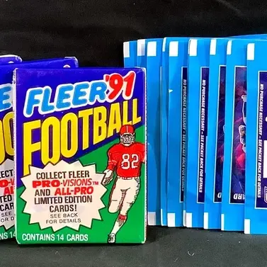 (6) 1991 Fleer Football Sealed Packs, (10) 2022 NFL Panini Sealed Sticker Card Packs