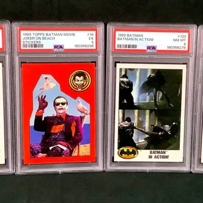 (4) 1989 Batman Collector Cards/ Sticker All Graded By PSA
