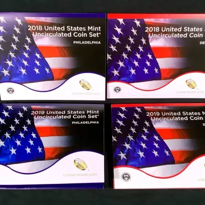 2018 & 2019 U.S. P & D Mint Sets, All Uncirculated, Mint Sealed Coins