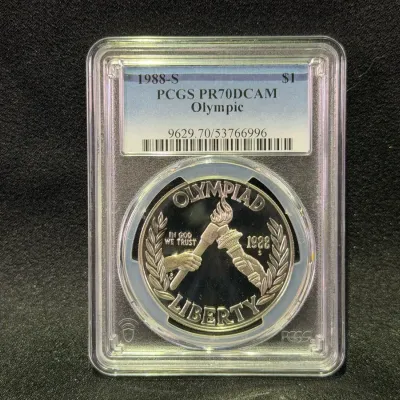 1988-S $1 Silver U.S Mint Commemorative Olympic Coin Grade PR-70D Cam By PCGS 
