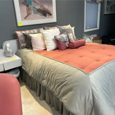 Contemporary bed/headboard with matching dresser