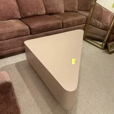 Sculptural, Low, Contemporary triangular/rounded coffee table with matching console table