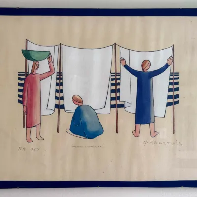 28”x20” (1985) Original by Mario Mazzella, The Laundry (Italian, 1923–2008)