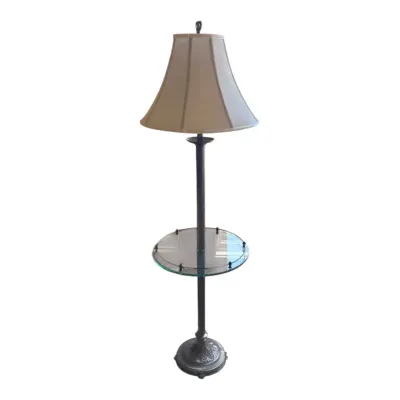 Lamp with attached side table 